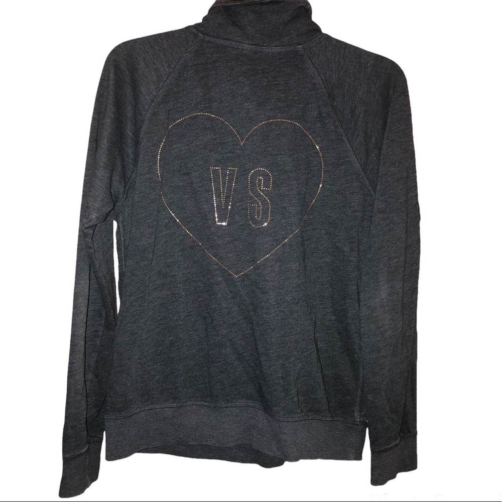 Victoria’s Secret Rhinestone Heart Full Zip Sweatshirt Grey Medium
